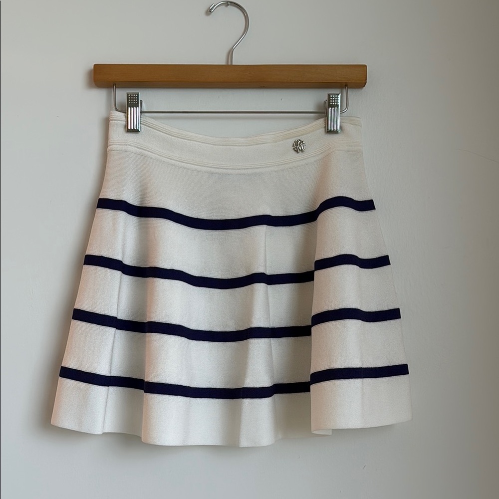 Roberto Cavalli Striped White and Navy Skirt